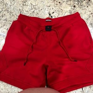 Air Jordan red thick cotton gym shorts.